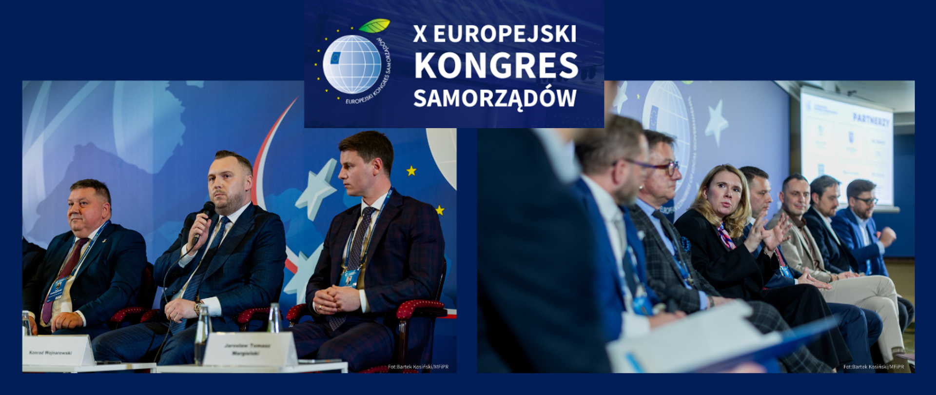 Kolaż dwóch zdjęć oraz logotyp X Europejskiego Kongresu Samorządów