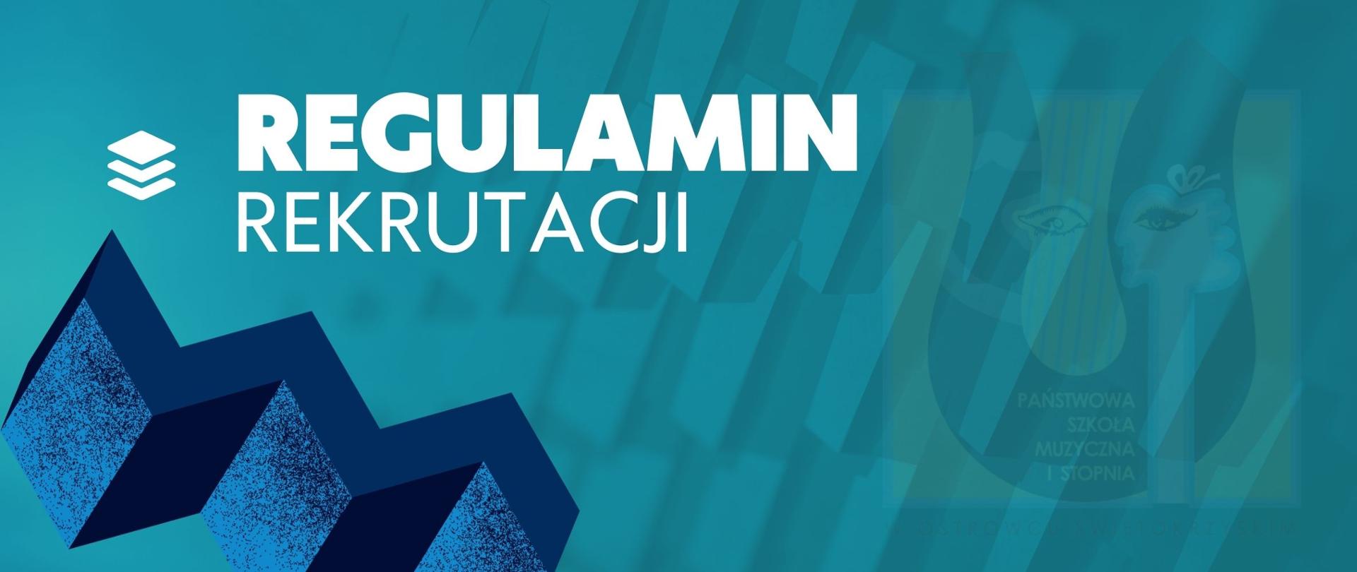 regulamin rekrutacji - panorama, w kolorze różowo-fioletowym z logo szkoły w kolorze żółto-brązowym