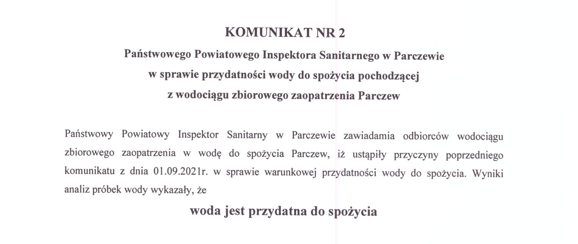 Komunikat Nr 2 PPIS w Parczewie