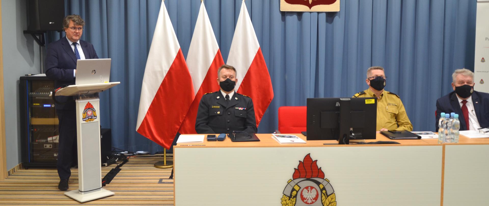 Minister Maciej Wąsik podczas wystąpienia w trakcie odprawy rocznej 