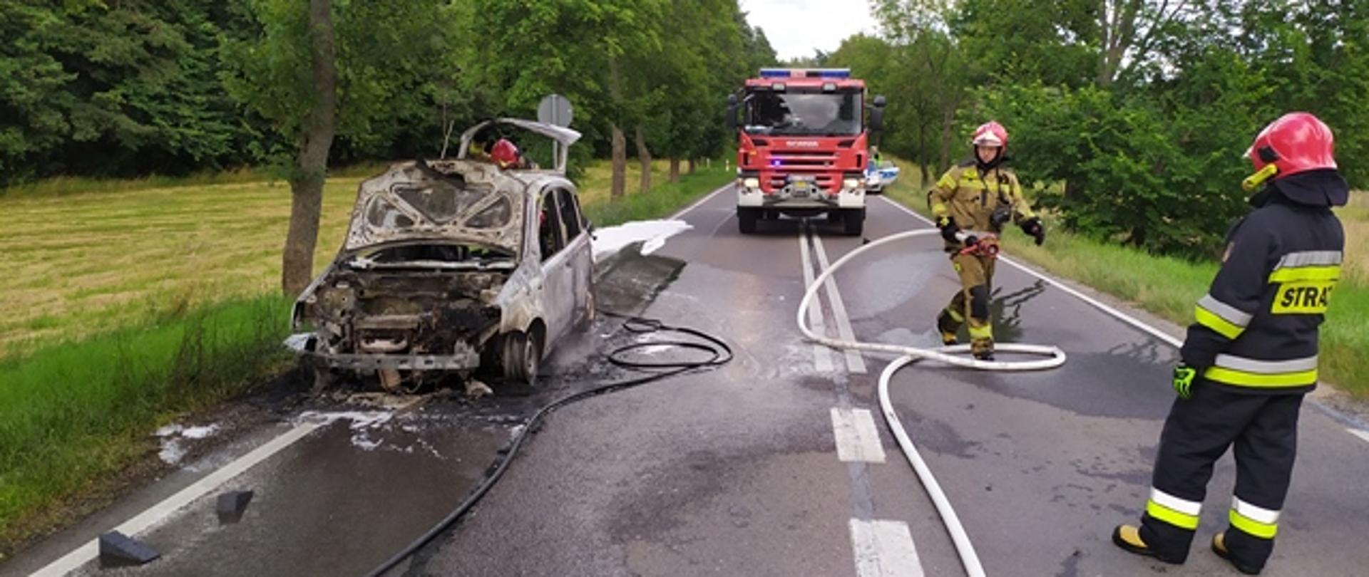 Pożar samochodu Szczybały