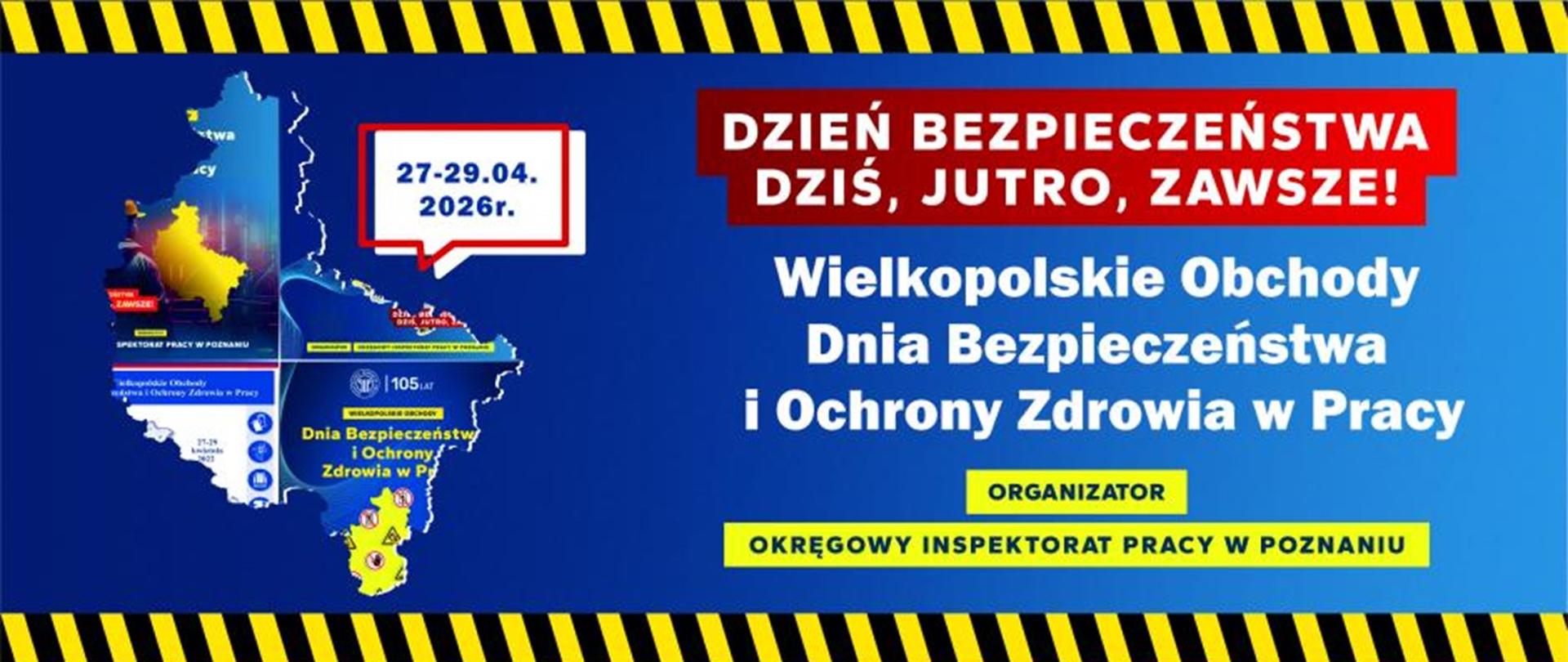 na niebieskim tle napisy o dniach bezpieczeństwa BHP