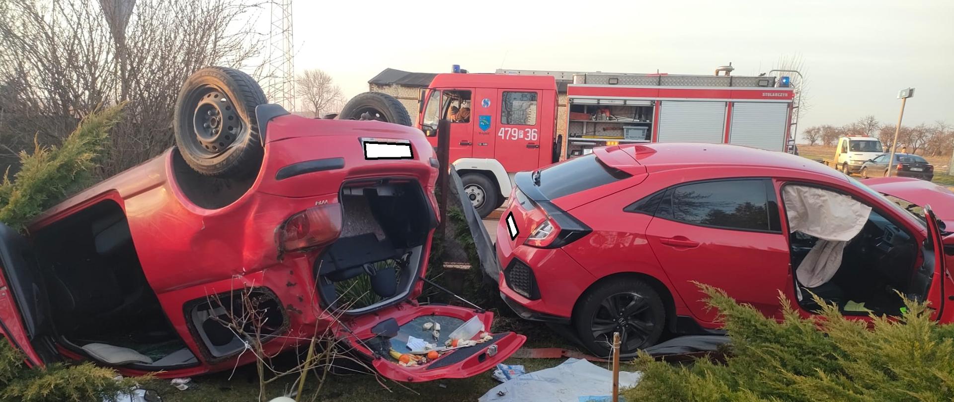Zderzenie dwóch pojazdów osobowych w miejscowości Dąbie