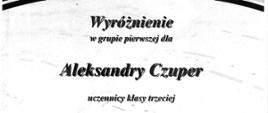 kremowe tło, bordowa ramka, zdjęcie klawiszy fortepianu IX Festiwal Pianistyczny im. Sióstr Frankiewicz w Białymstoku, wyróżnienie w grupie pierwszej dla Aleksandry Czuper, uczenica klasy fortepianu Joanny Zakrzewskiej, Białystok 7-8 kwietnia 2025 r.
