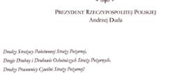 Życzenia Prezydenta RP dla PSP i OSP