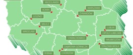 20 miast-partnerów projektu- miasta zaznaczone na mapie