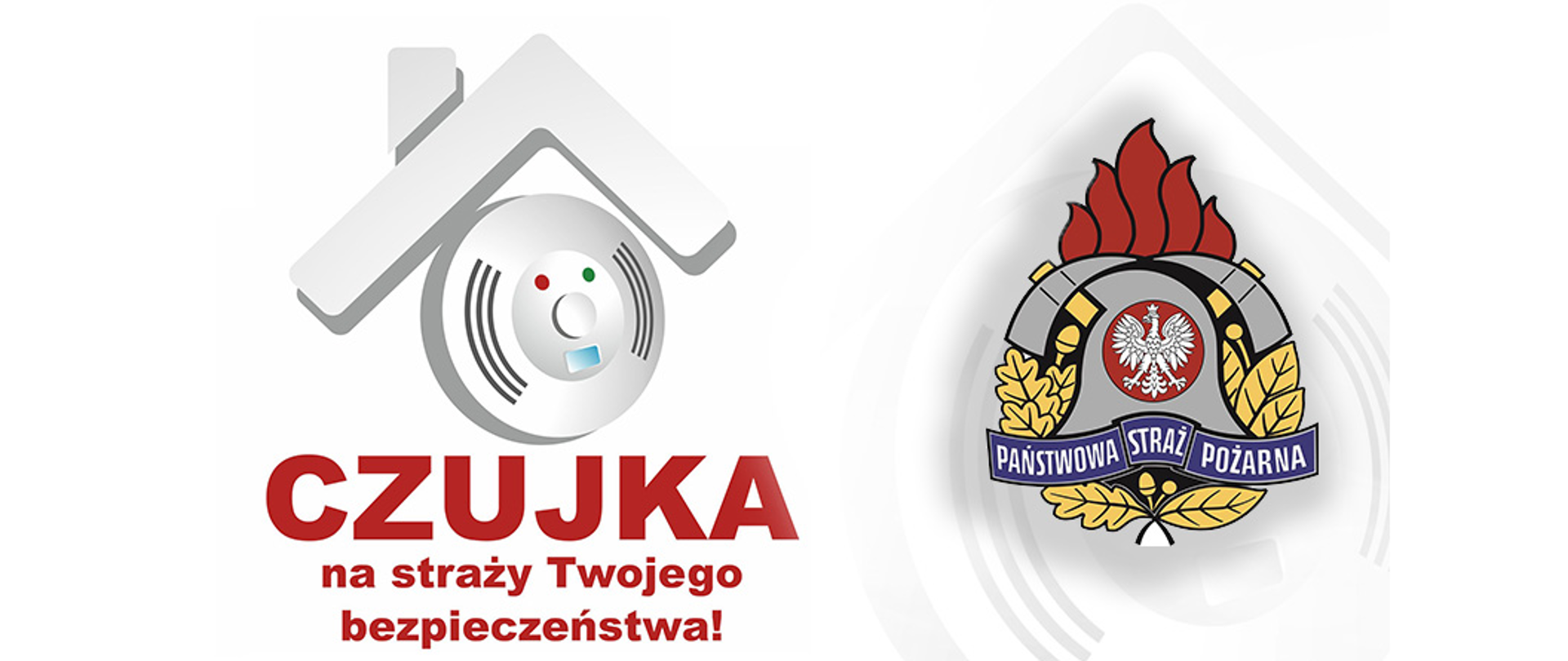Zdjęcie przedstawia logo akcji "czujka na straży twojego bezpieczeństwa" wraz z logo państwowej straży pożarnej. 