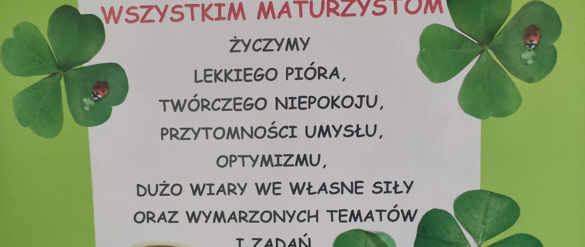 kolorowy plakat z życzeniami dla tegorocznych maturzystów