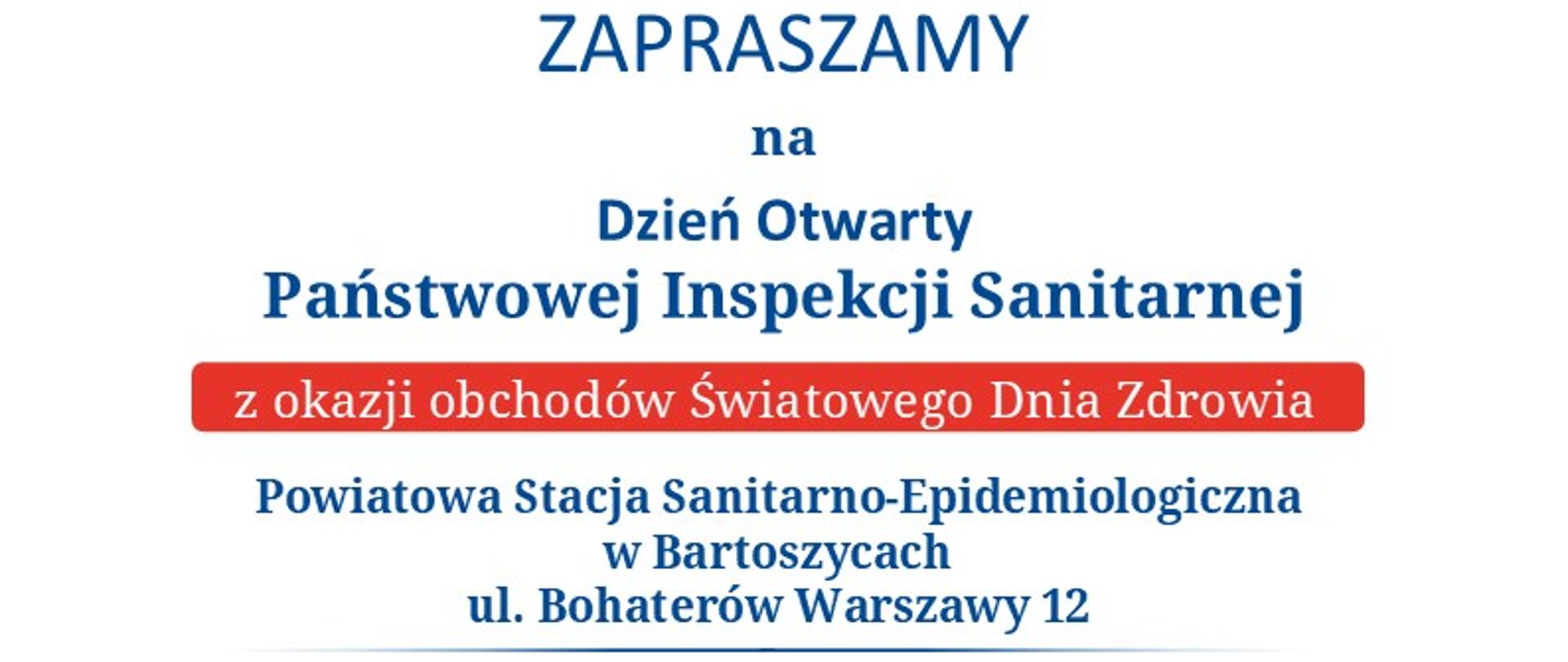 Plakat Dzień Otwarty PSSE w Bartoszycach 13.04.2026 r.