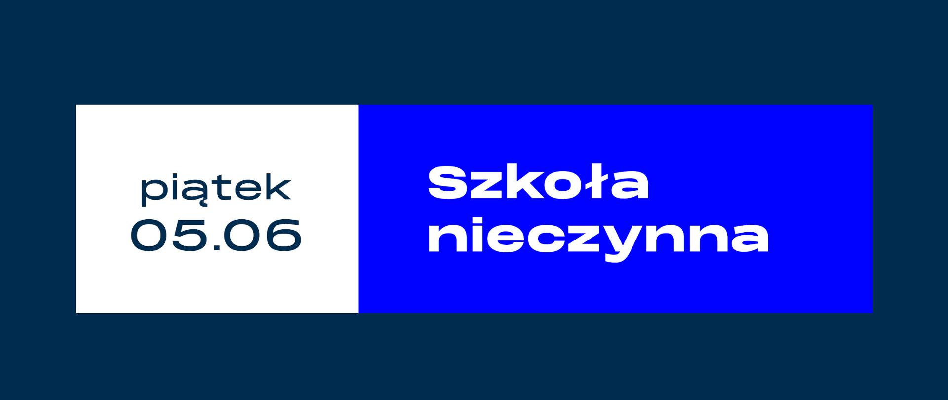 Baner informujący o zamkniętej szkole w dniu 05.06.2026