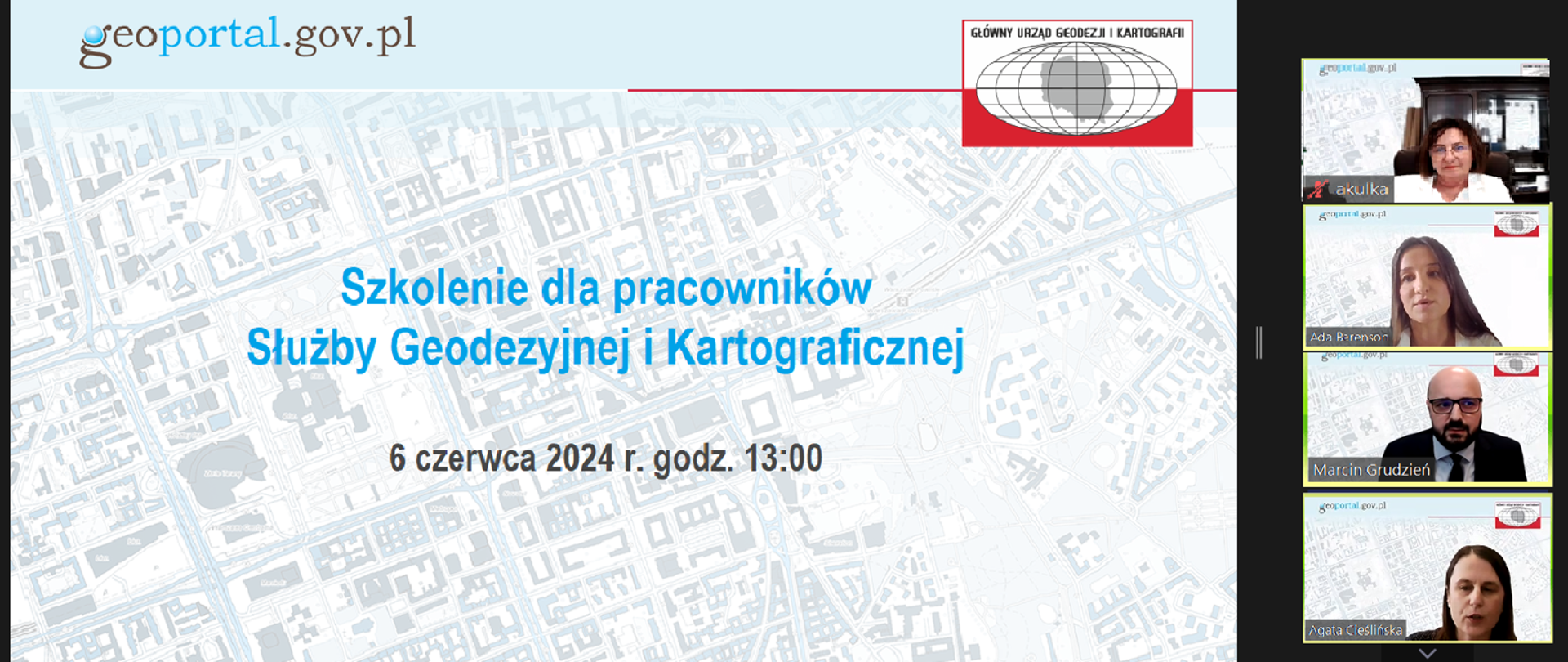 Ilustracja przedstawia zrzut ekranu z aplikacji ZOOM ukazujący szkolenie dla członków SGiK