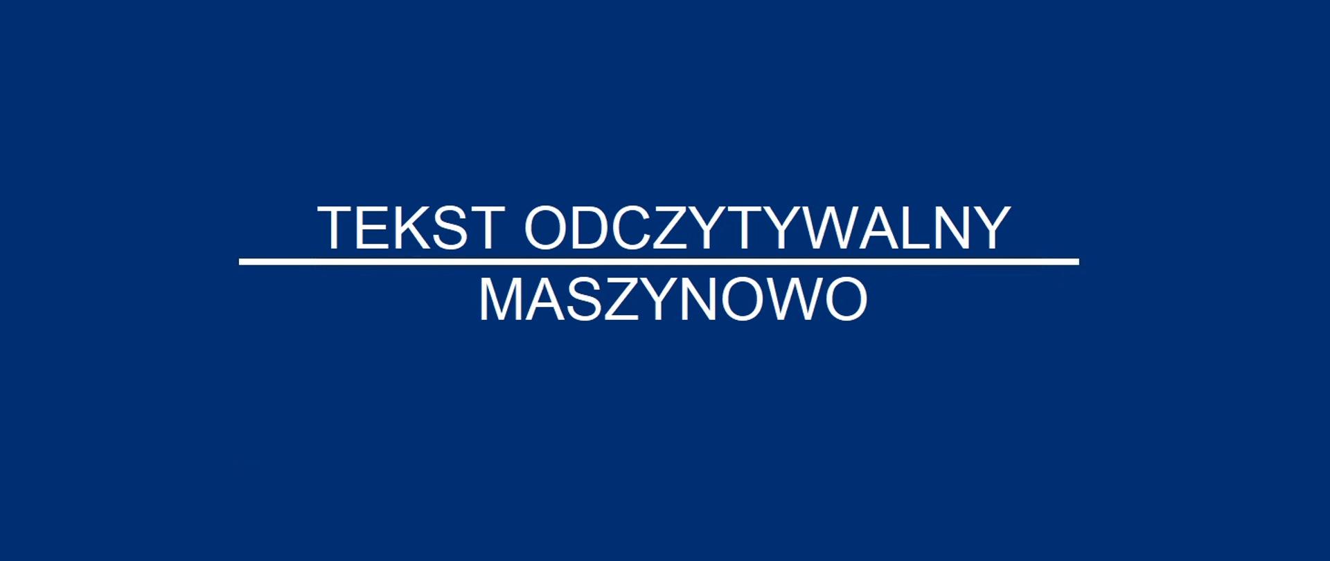 Infografika przedstawiająca na niebieskim tle napis koloru białego o treści tekst odczytywalny maszynowo.