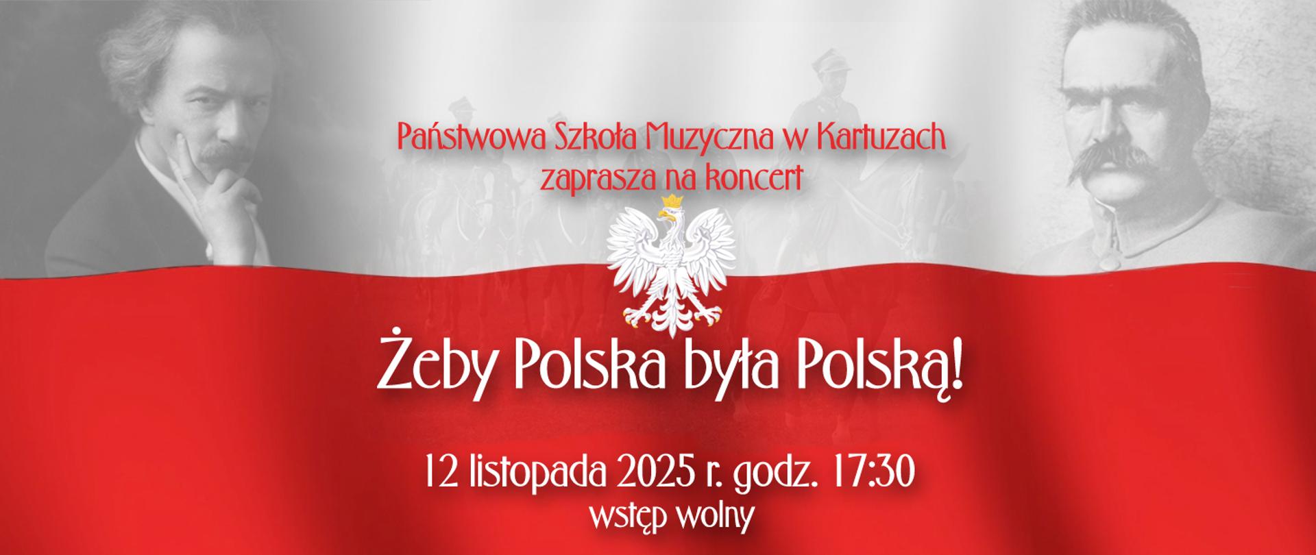na biało czerwonym tle informacja o terminie koncertu