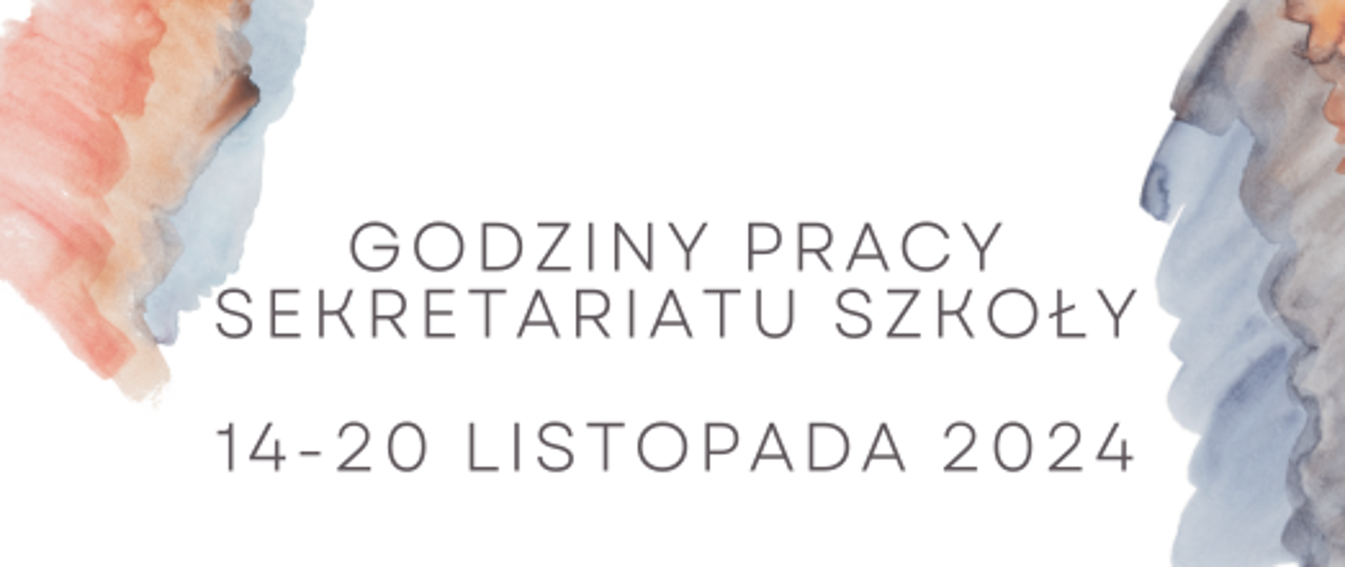 baner- zmiany godzin pracy sekretariatu szkoły w listopadzie 2024