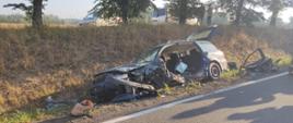 Samochód biorący udział w wypadku w miejscowości Bachorza.