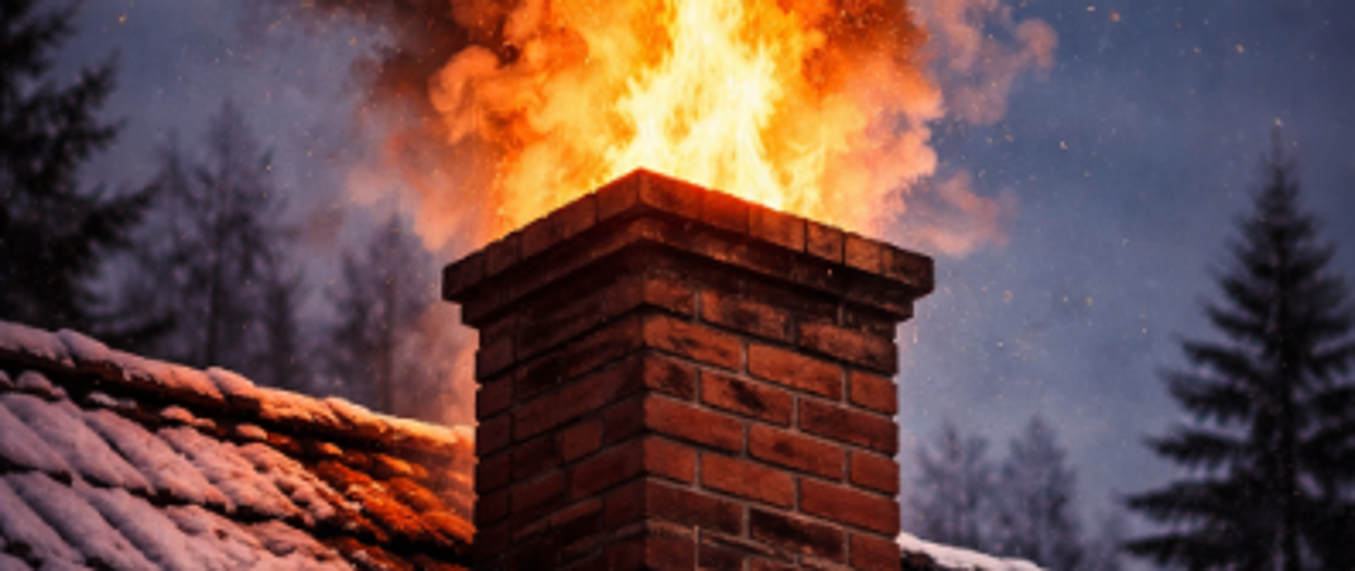 Ogień wydobywający się z komina
