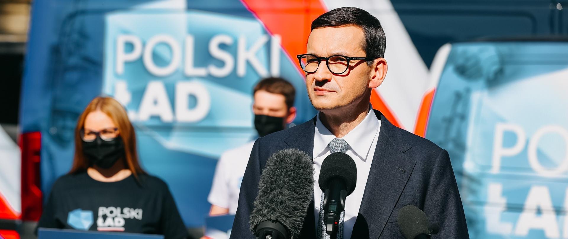 Premier Mateusz Morawiecki podczas wydarzenia podsumowującego "10 projektów na 100 dni"