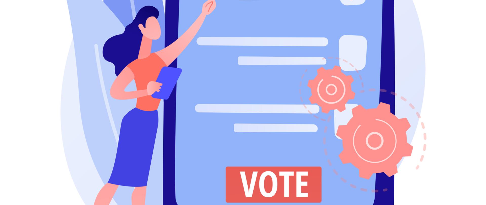 Electronic voting abstract concept vector illustration. Electronic election, online voting, e-voting system, government digital technology, internet ballot, campaign website abstract metaphor.