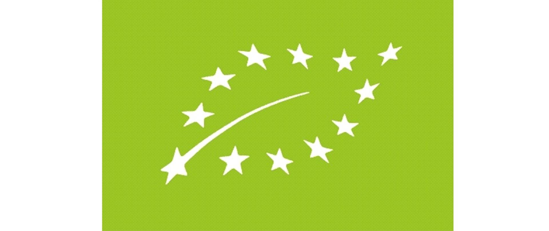 Na zielonym tle białe gwiazdki w kształcie liścia