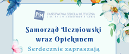 Baner ma jasnoniebieskie tło, u górnej krawędzi znajdują się akwarelowe kwiaty w bieli, błękicie i pomarańczu oraz przelatujący z lewej strony błękitny zimorodek. Na środku widoczne jest logo Państwowej Szkoły Muzycznej I st. nr 1 w Kędzierzynie-Koźlu, przedstawiające białe litery „PSM” na niebieskim tle przypominającym kartkę z nutami. Całość utrzymana jest w lekkim, wiosennym stylu, łącząc motywy muzyczne z delikatnymi, naturalnymi akcentami florystycznymi.