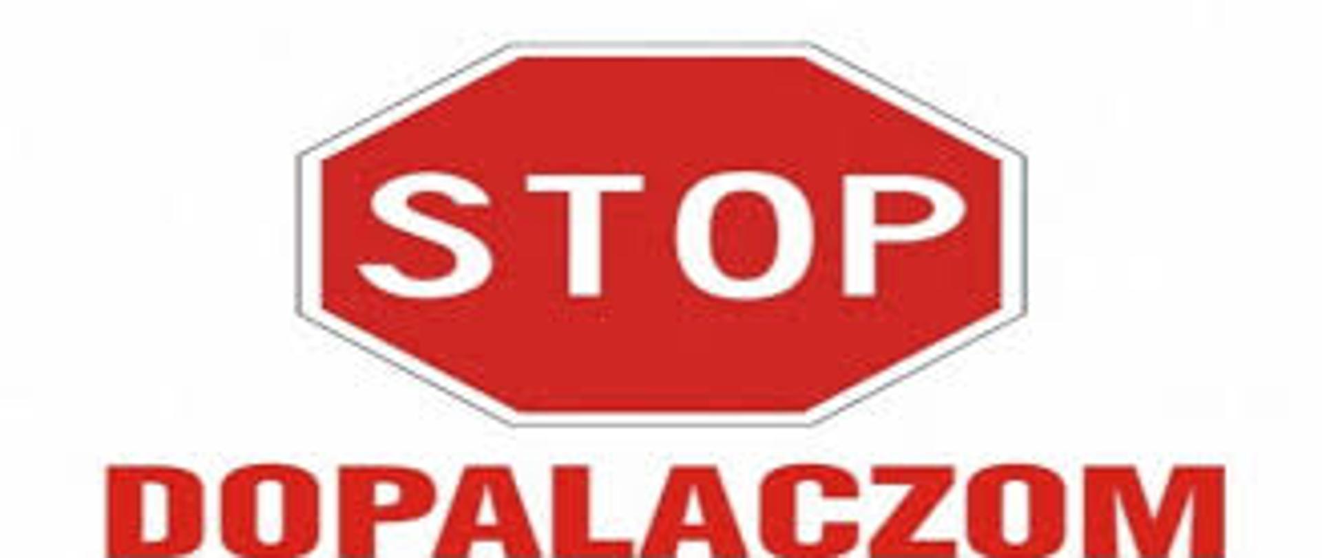 napis na białym tla Stop dopalaczom