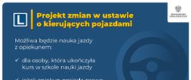Projekt zmian w ustawie o kierujących pojazdami: możliwa będzie nauka jazdy z opiekunem