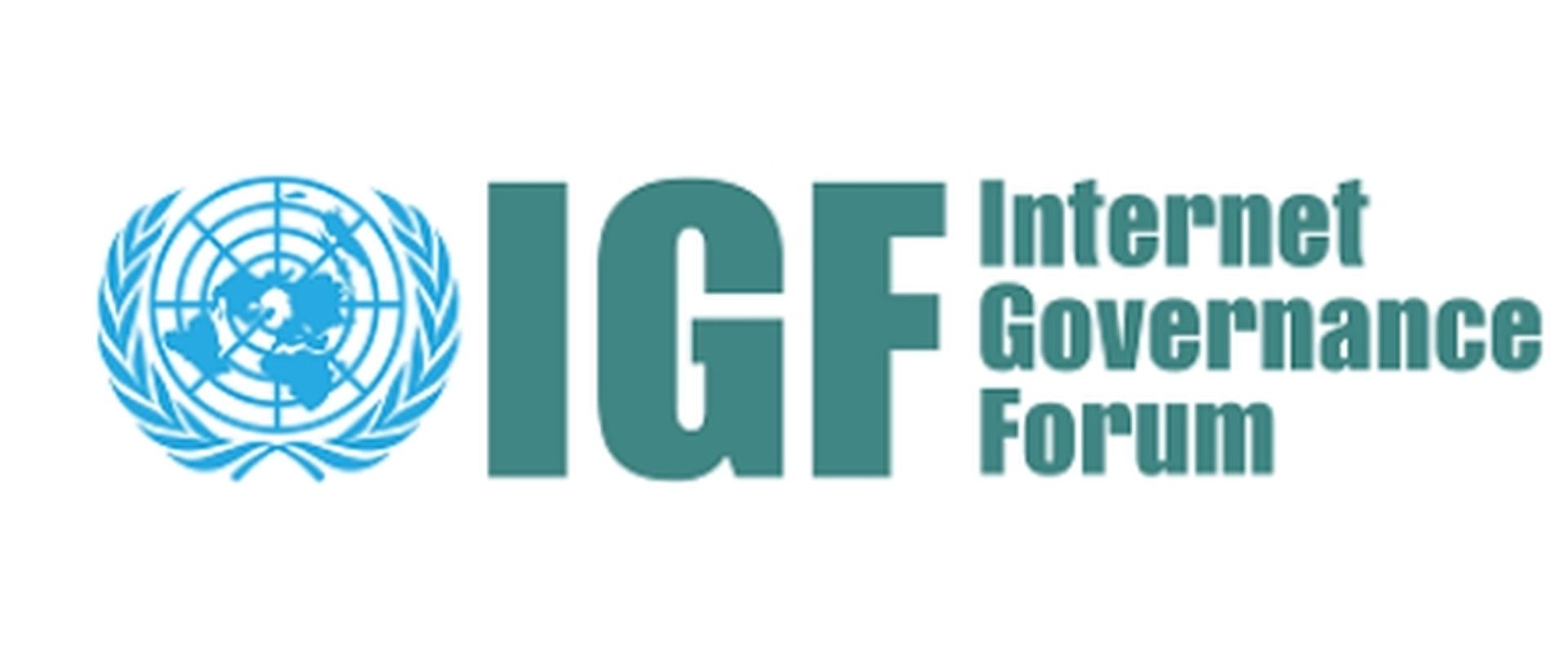 The photo shows the UN logotype with the inscription IGF - Internet Governance Forum