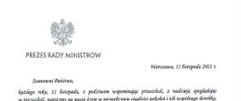 List z życzeniami Prezesa Rady Ministrów