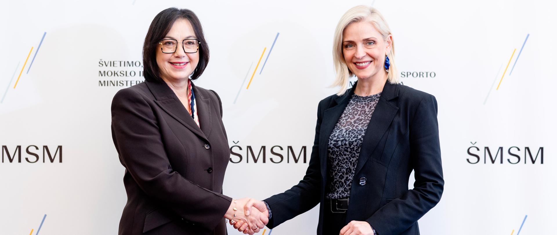Wiceministra Edukacji Narodowej Joanna Mucha z Ministrą Oświaty Litwy Ramintą Popovienė