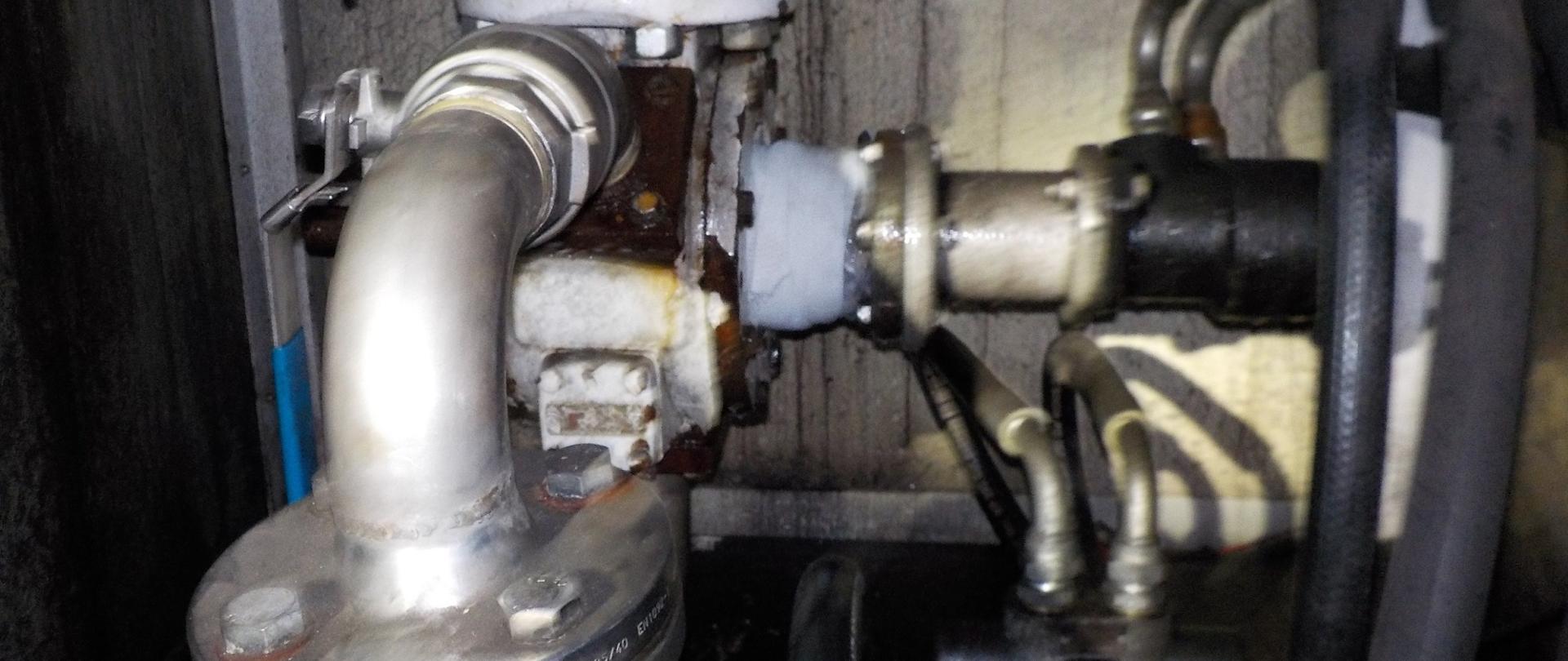 Widok rozszczelnienia instalacji LPG