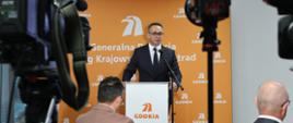 Minister infrastruktury Dariusz Klimczak w trakcie wypowiedzi