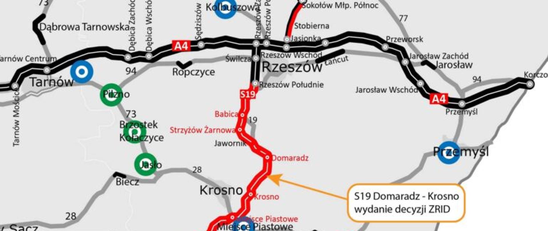 Zdjęcie przedstawia fragment mapy drogowej