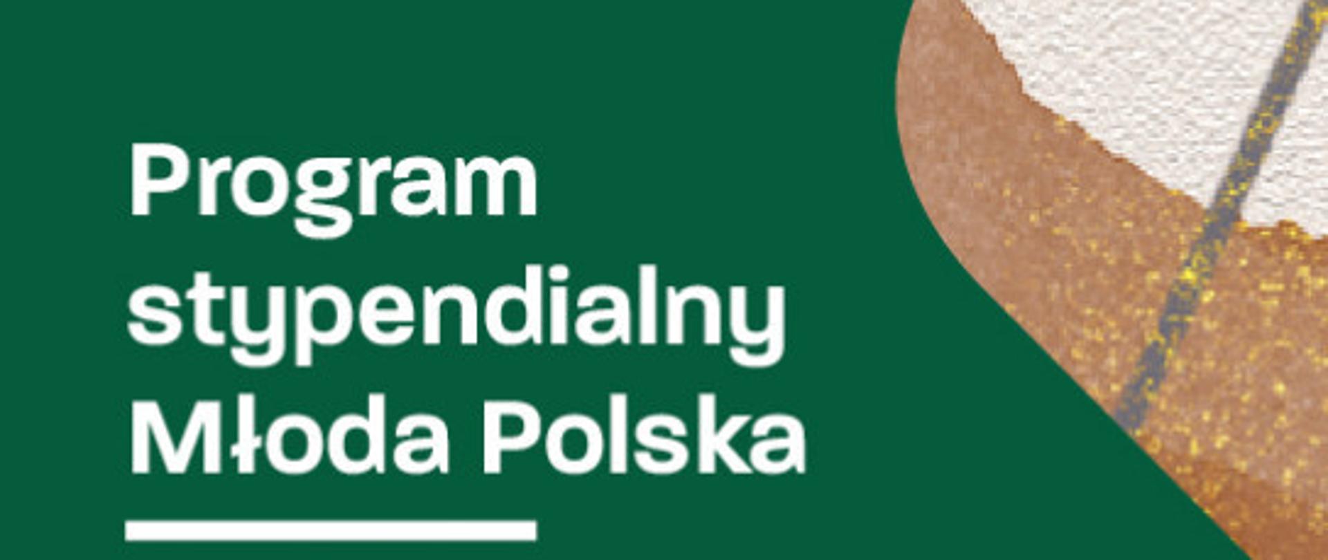 Na zielonym tle znajdują się napisy - Program stypendialny Młoda Polska, wyniki naboru.