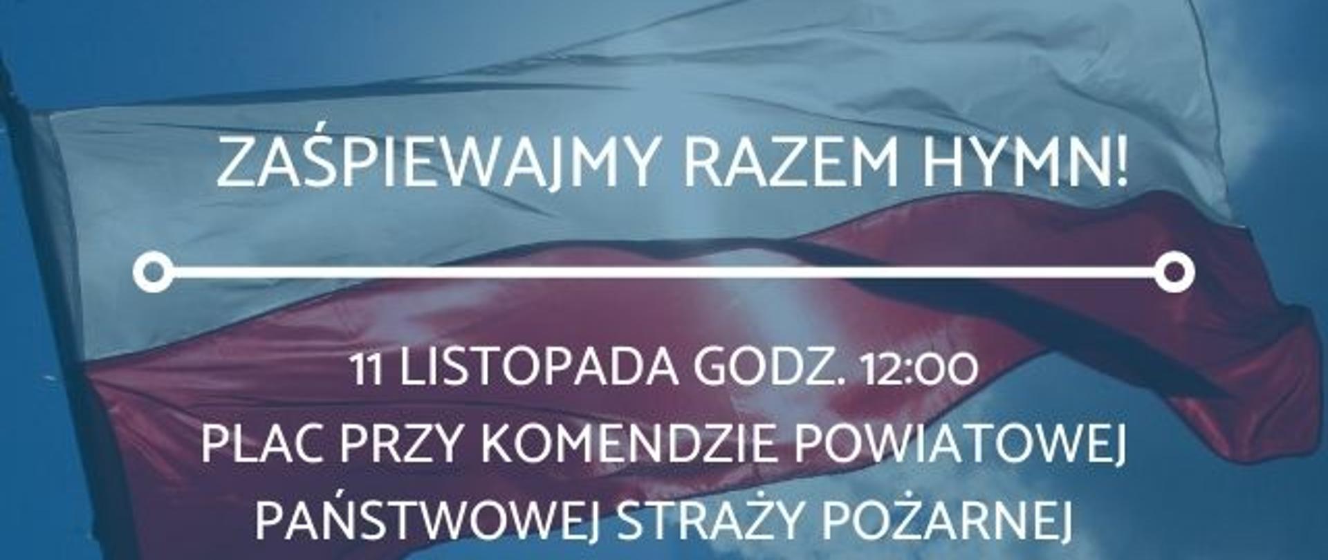 Biało-czerwona flaga na tle niebieskiego nieba.