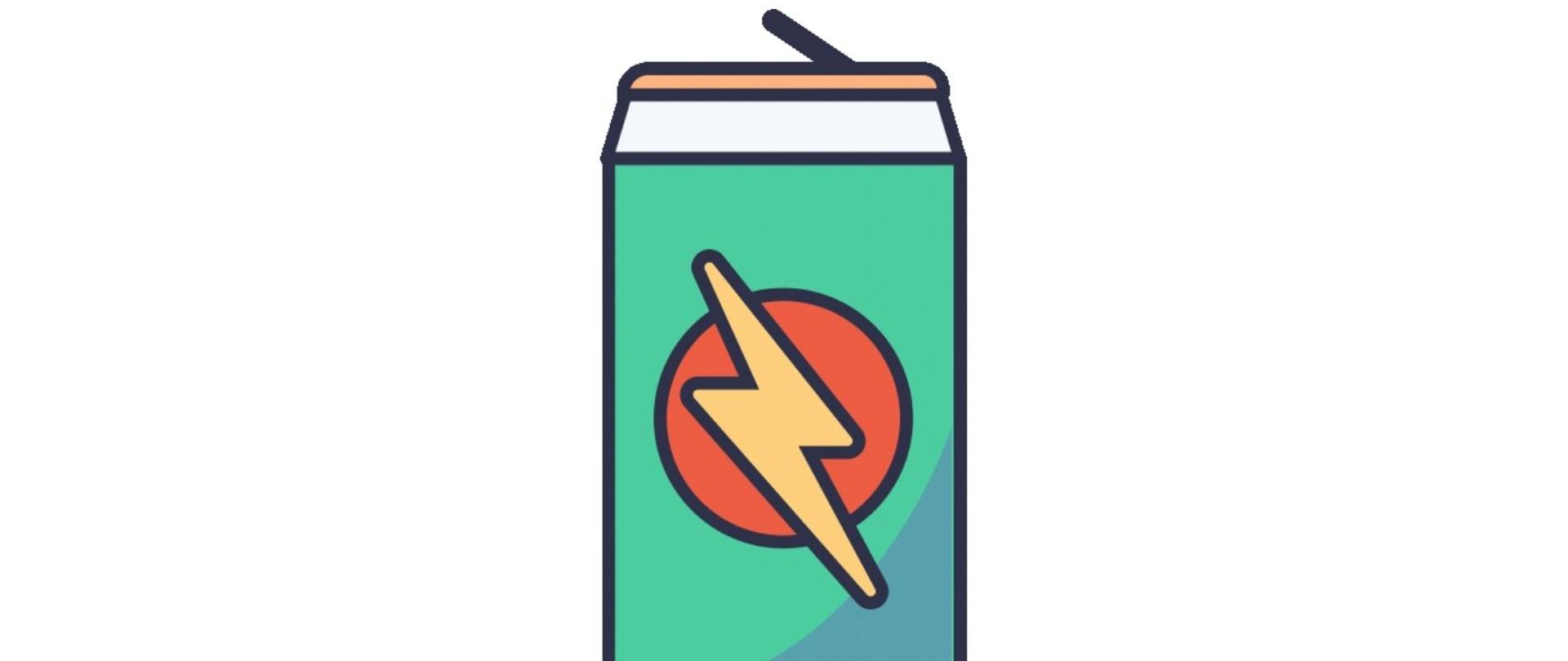 Grafika wektorowa przedstawiająca otwartą puszkę na której jest znak błyskawicy