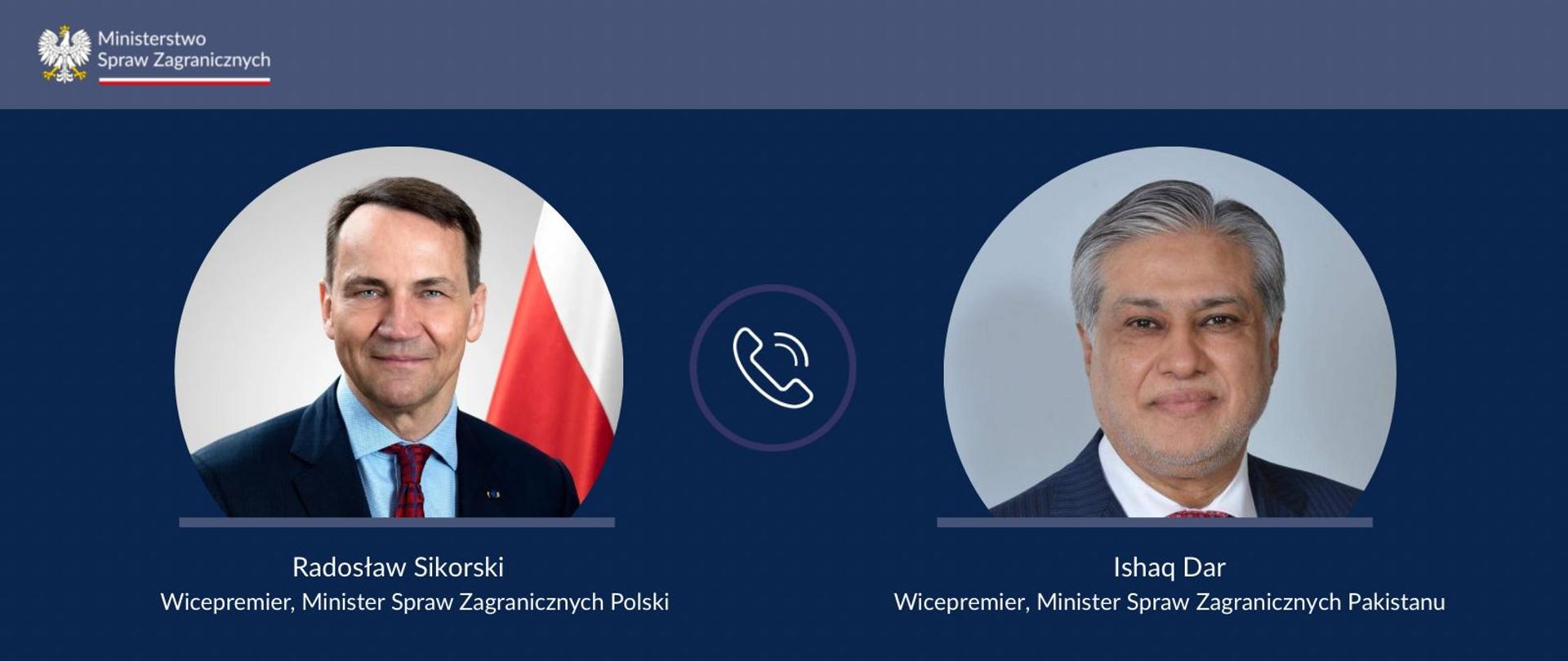 Grafika przedstawia zdjęcia dwóch mężczyzn w garniturach. Na środku jest obrazek przedstawiający słuchawkę telefonu. 