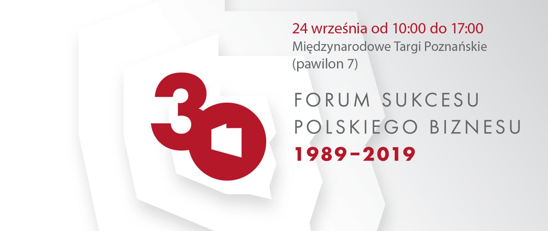 Liczba 30 wpisana w zarys mapy Polski plus informację o dacie i miejscu wydarzenia, które są tożsame z tekstem.