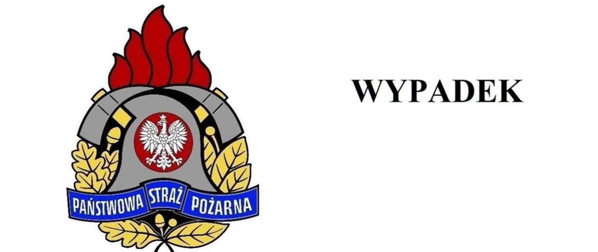 Widać logo PSP na białym tle, po prawej napis wypadek