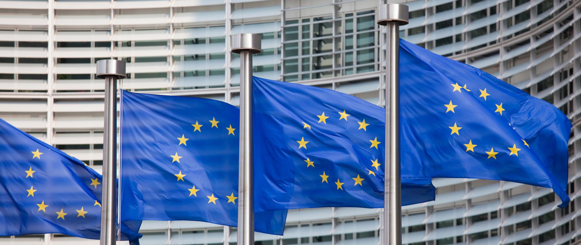 flagi UE przed budynkiem