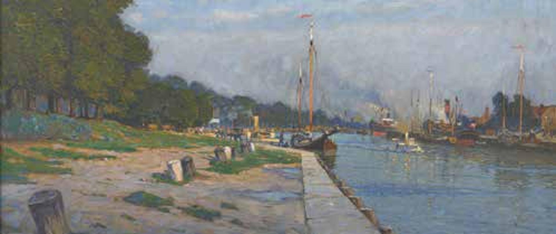 Arthur Bendrat, Kanał w Nowym Porcie, 1907, olej, płótno / Muzeum Narodowe w Gdańsku – depozyt Skarbu Państwa