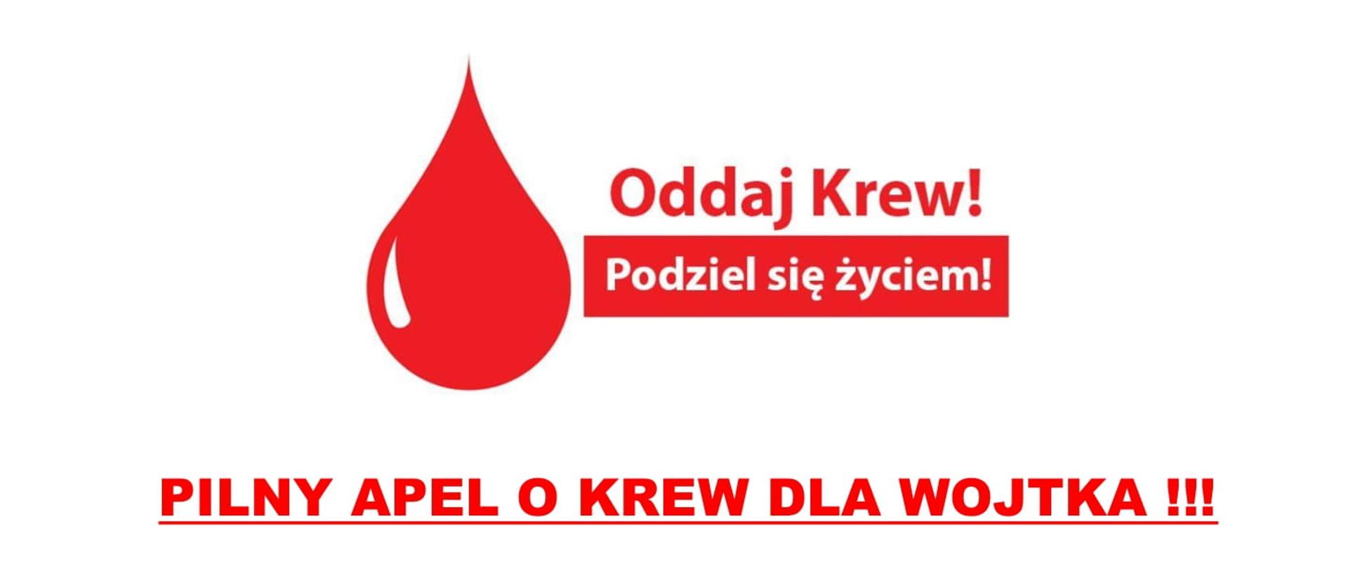 Zdjęcie przedstawia plakat Oddaj krew dla Wojtka