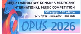 Kolorowy plakat, niebieskie litery na białym tle, po prawej stronie dekoracyjny marginez z motylami i kluczem wiolinowym.