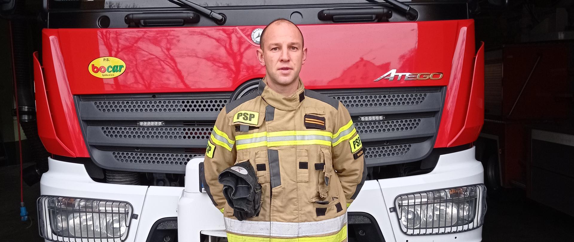 Strażak z Wołowa uratował kobietę z pożaru w czasie wolnym od służby