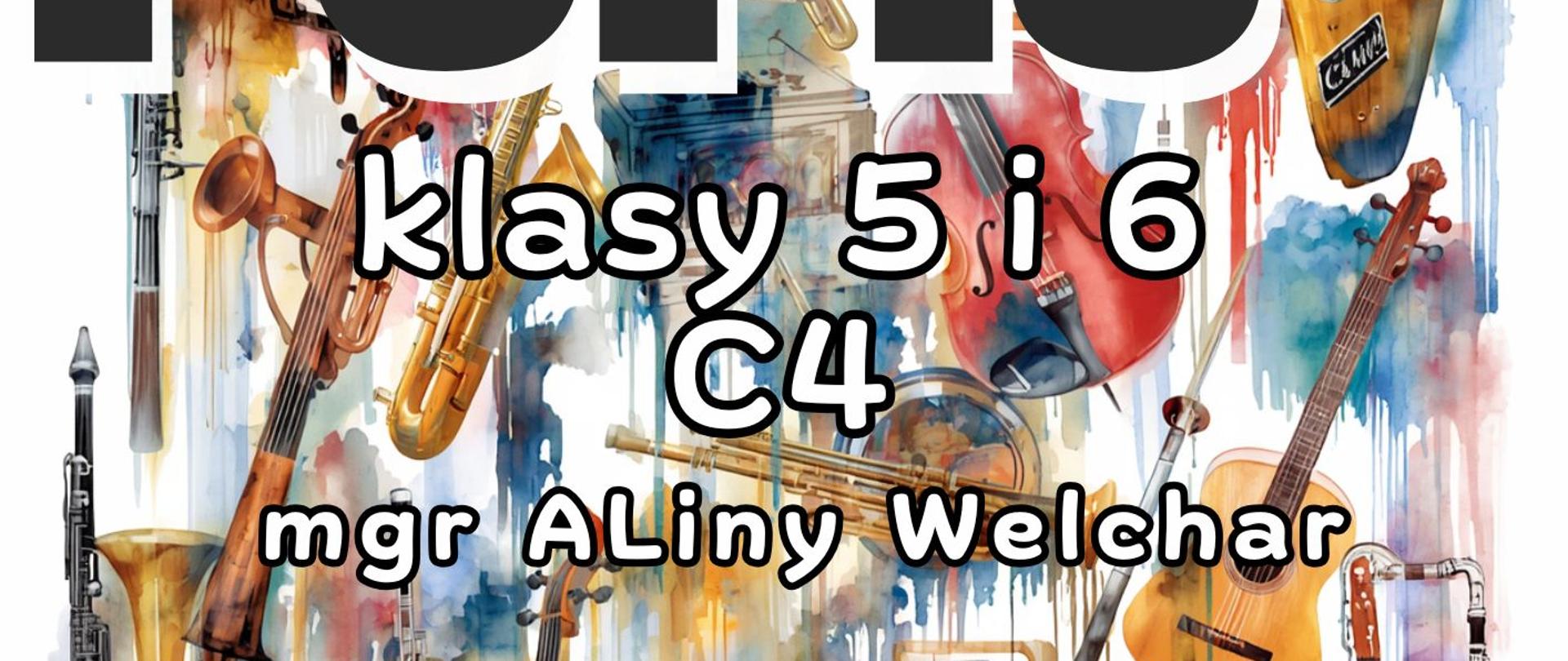 Plakat informacyjny dotyczący popisu klasy 5 i 6 C 4 odbywającego się w dniu 22.06.2026 o godz. 16.00.