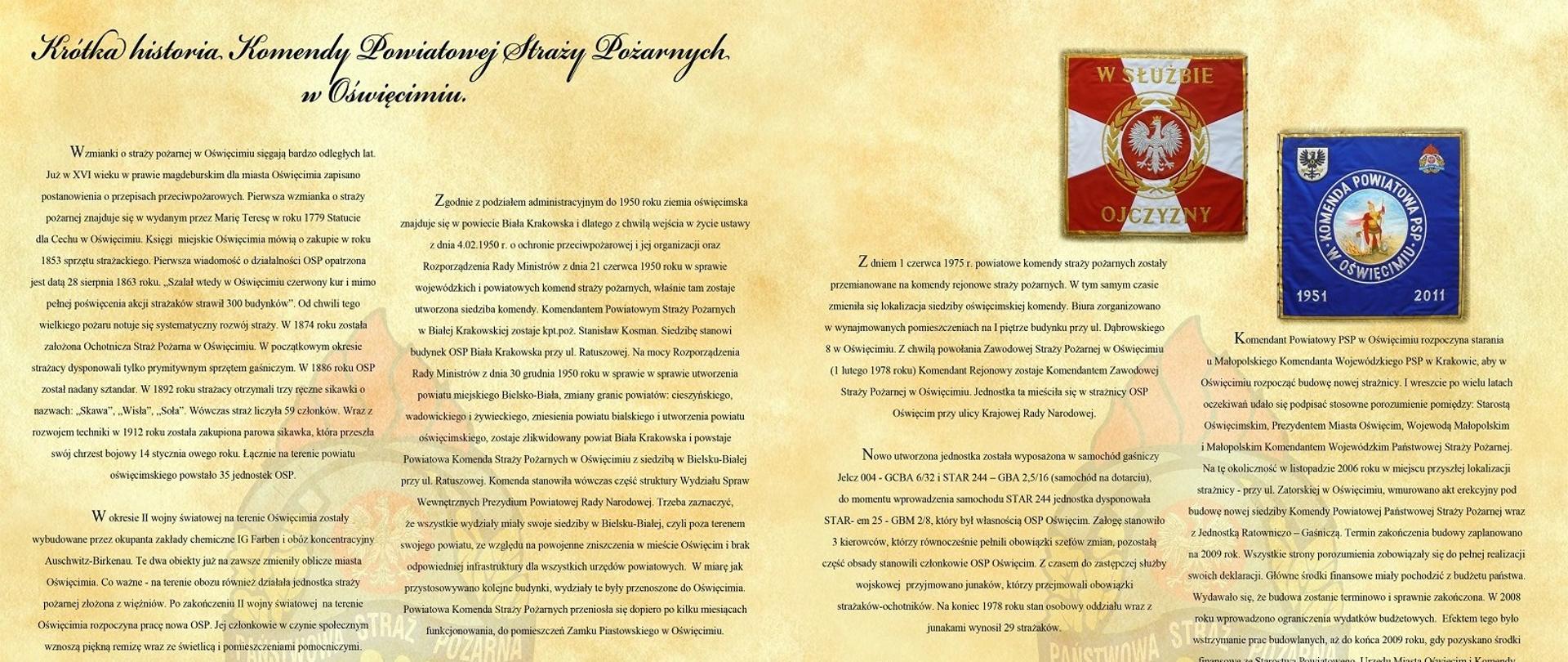 Jesteśmy jedną z 19 Komend w województwie małopolskim. Na naszym terenie oprócz JRG Oświęcim, działa również 36 jednostek Ochotniczej Straży Pożarnej, w tym 13 jednostek należących do Krajowego Systemu Ratowniczo – Gaśniczego, a ponadto Sekcja Poszukiwawczo Ratownicza OSP Kęty.