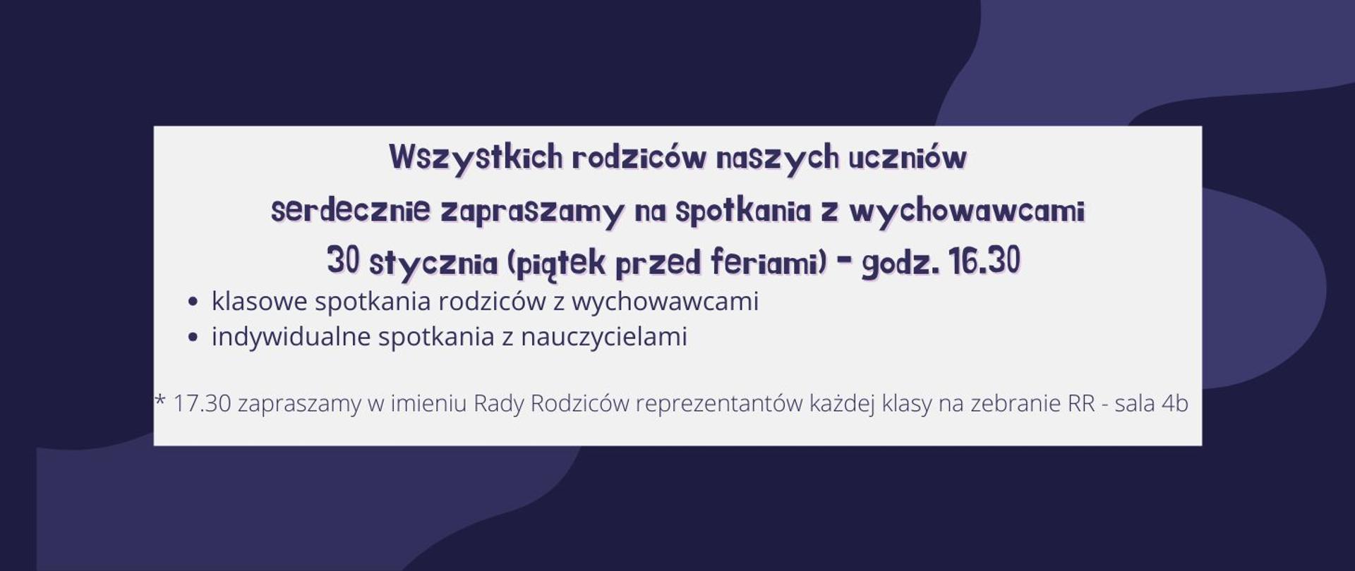 Granatowy napis na białym tle plus granatowa ramka