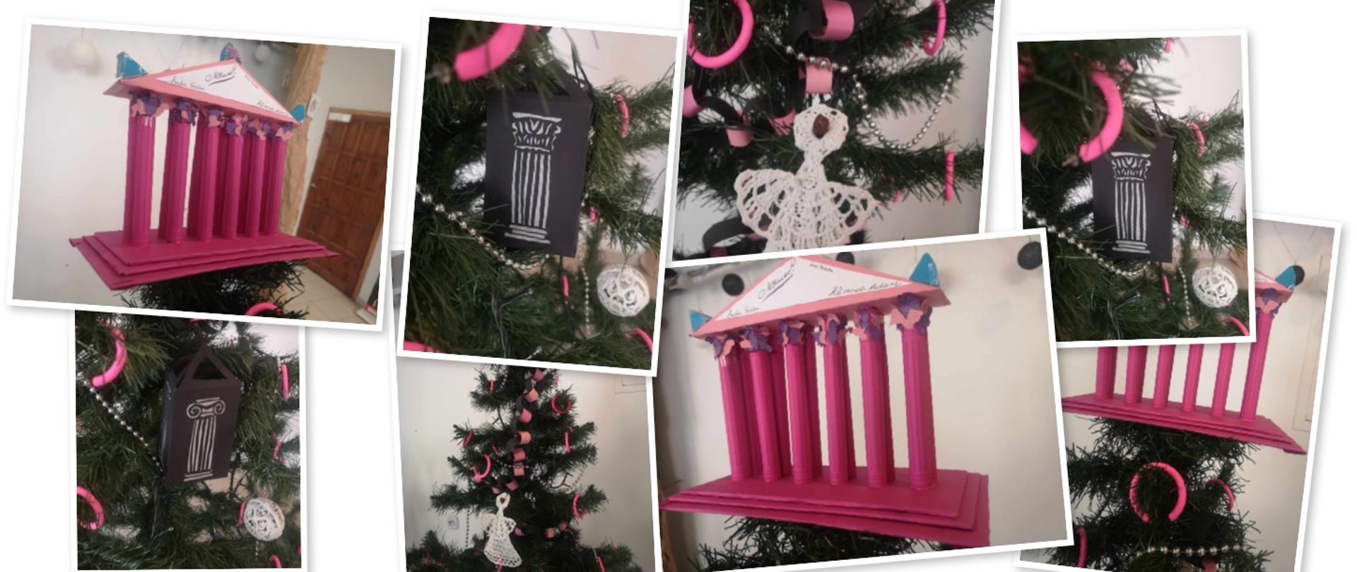 Antyczne ozdoby przypominające kształtem architekturę starożytnego Rzymu i Grecji. 