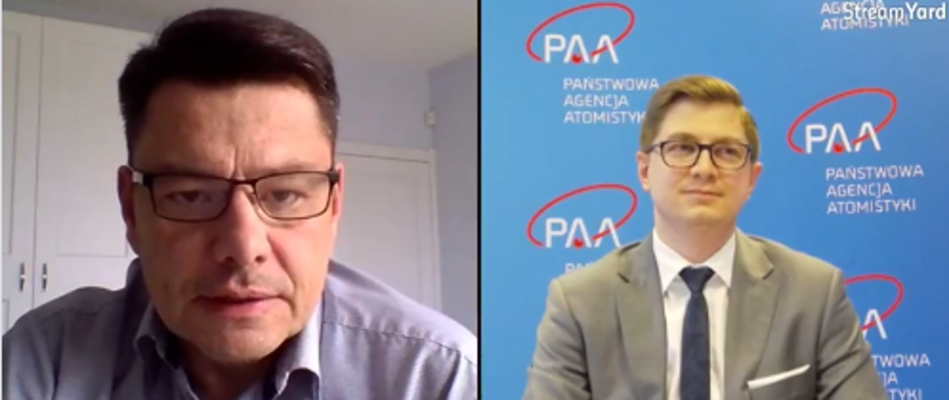 Paweł Żbikowski (redaktor naczelny Nuclear.pl), dr Łukasz Młynarkiewicz (Prezes PAA)