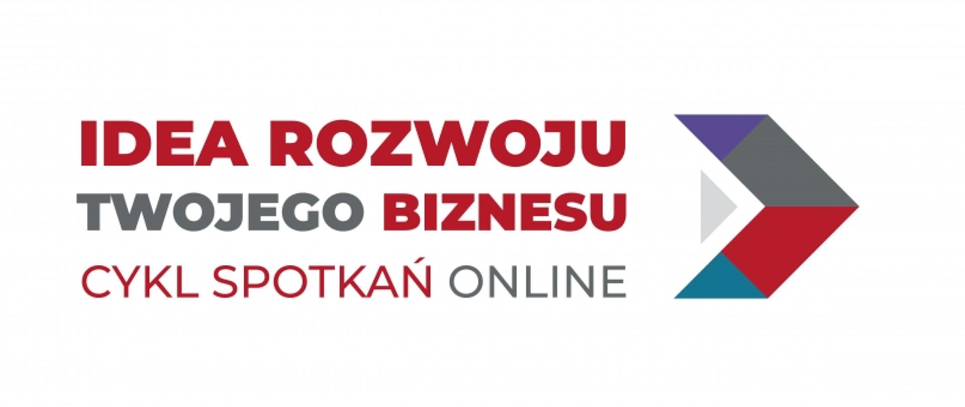 Grafika z napisem „Idea rozwoju Twojego biznesu – cykl spotkań online”.