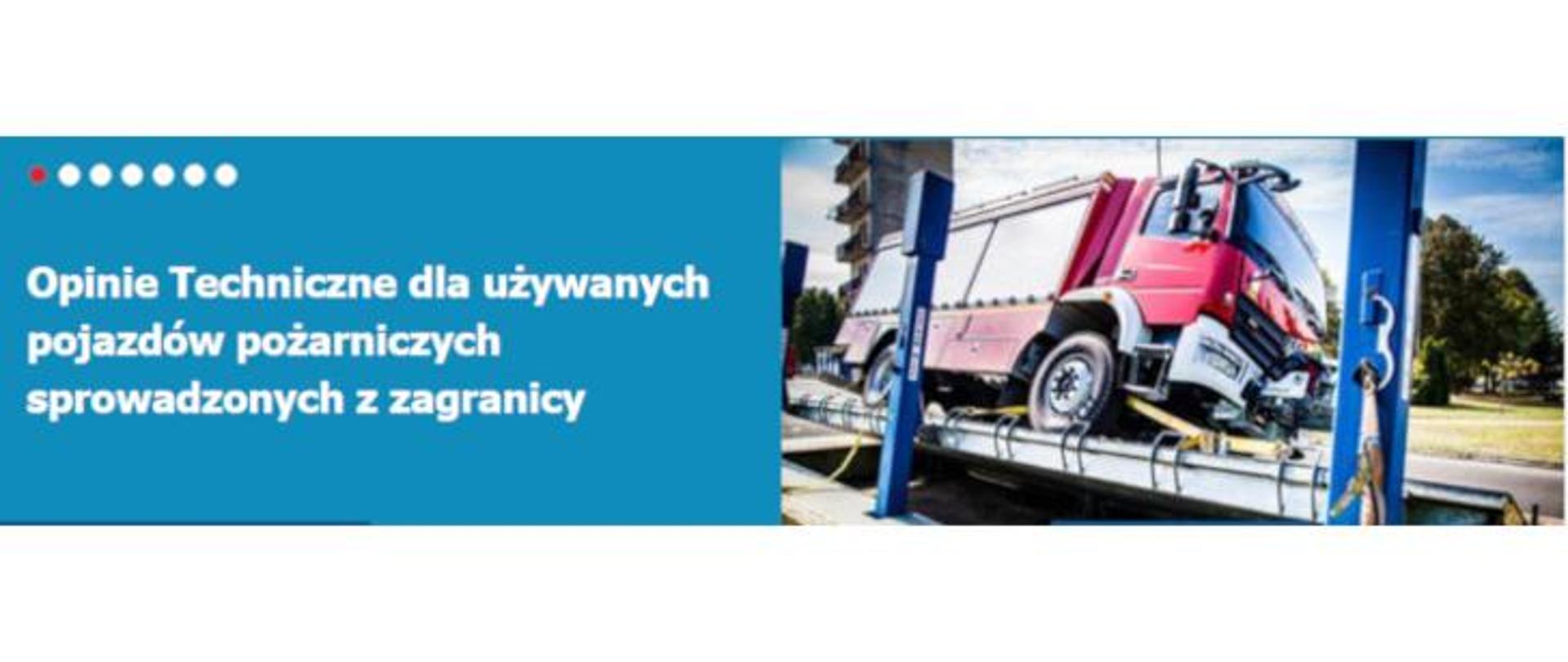 Samochód pożarniczy na platformie do badania technicznego